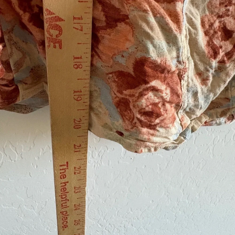 Free People found You Floral Blouse Button Down Peasant Top Ruffle Sleeve Medium